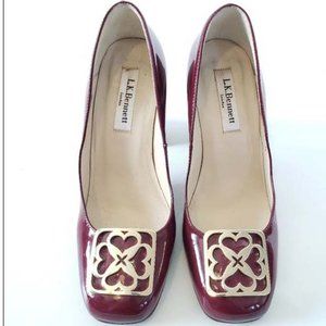 LK Bennett Burgundy Patent Leather Heel Size 36.